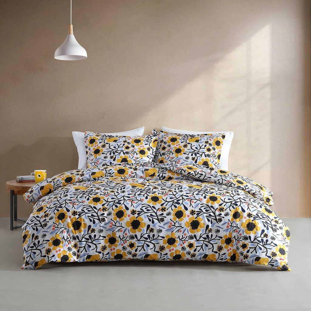 Marimekko - Full/Queen Comforter Set, Cotton Percale Reversible Bedding with Matching Shams, Floral Home Decor (Mykero Multicolor, Full/Queen)