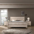 3-Piece King Bedroom Set: Contemporary White Wash Finish - Walnut Brown Wood Frame & Nightstands - Urban Chic Style for Modern Bedrooms