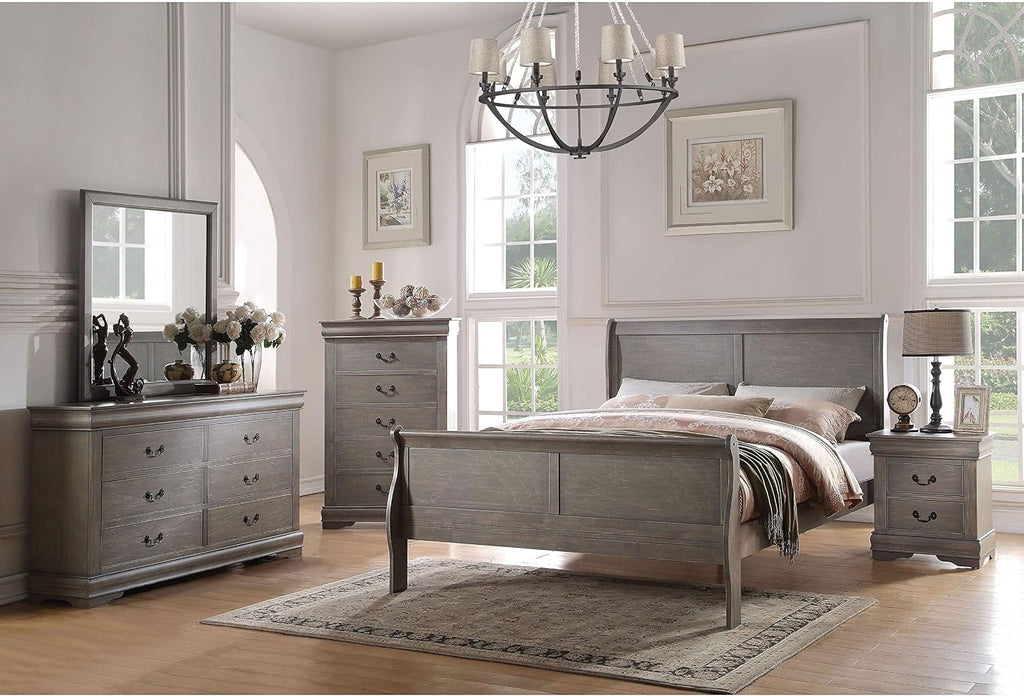 ACME Furniture Louis Philippe Full Bed, Antique Gray