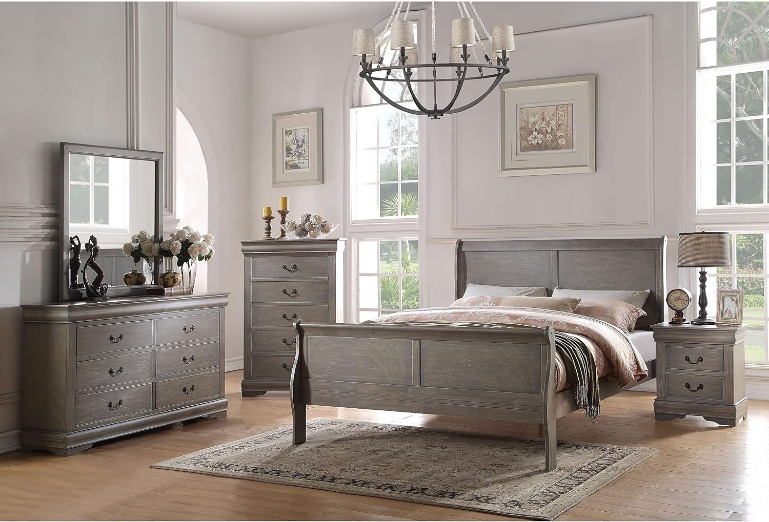 ACME Furniture Louis Philippe Full Bed, Antique Gray