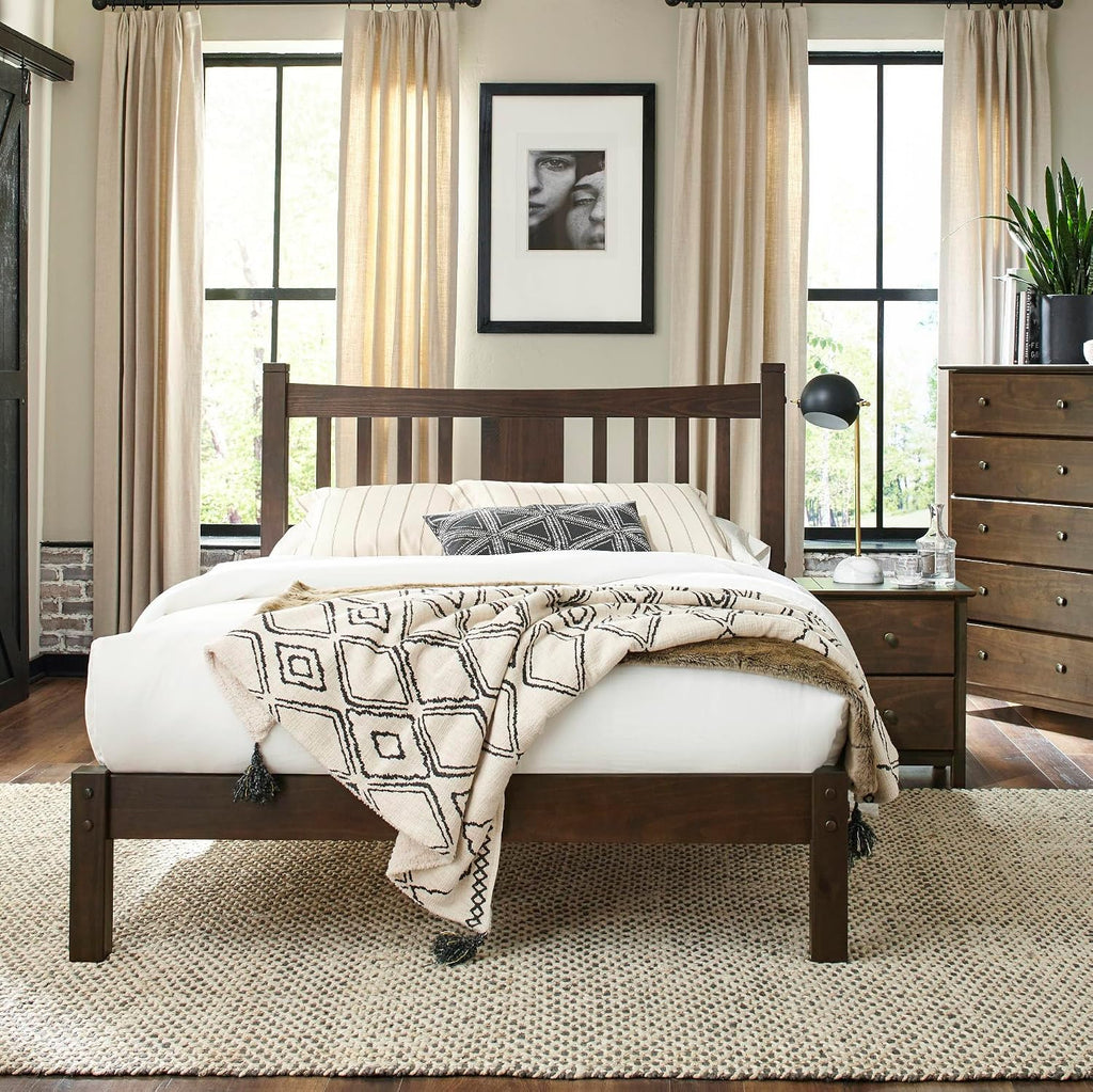 Grain Wood Furniture Shaker Solid Wood Slat Platform Bed, King Size, Expresso