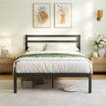 ZIYOO 18 Inch Cal-King Size Metal Platform Bed Frame with Modern Iron-Art Headboard Modern Iron Platform Bed Frame Support Up to 1500 LB No Box Spring Needed Noise-Free, Easy Assembly Black