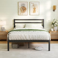 ZIYOO 18 Inch King Size Metal Platform Bed Frame with Modern Iron-Art Headboard Modern Iron Platform Bed Frame Support Up to 1500 LB No Box Spring Needed Noise-Free, Easy Assembly Black
