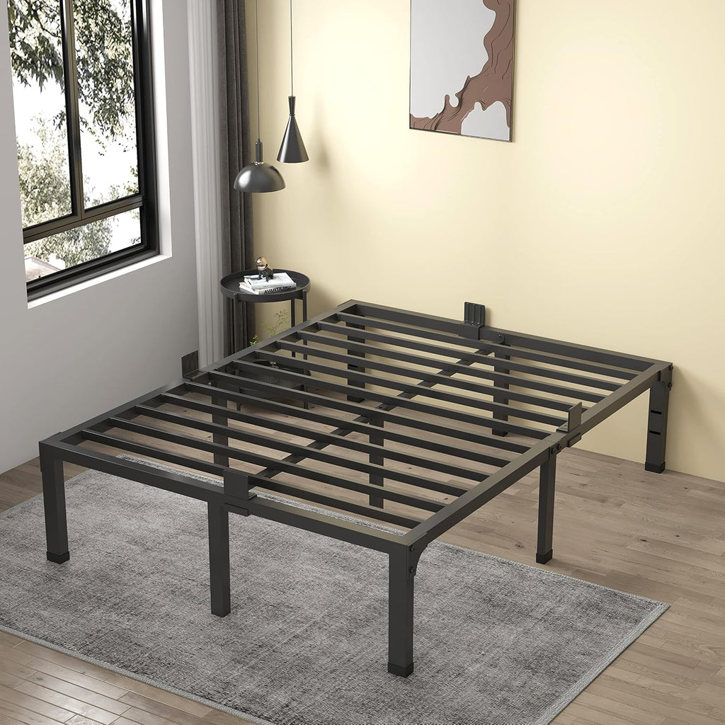 MAF 14 Inch Metal Platform Queen Bed Frame, Heavy Duty Black Bed Frames with Steel Slats Support, No Box Spring Needed, Noise Free, Easy Assembly