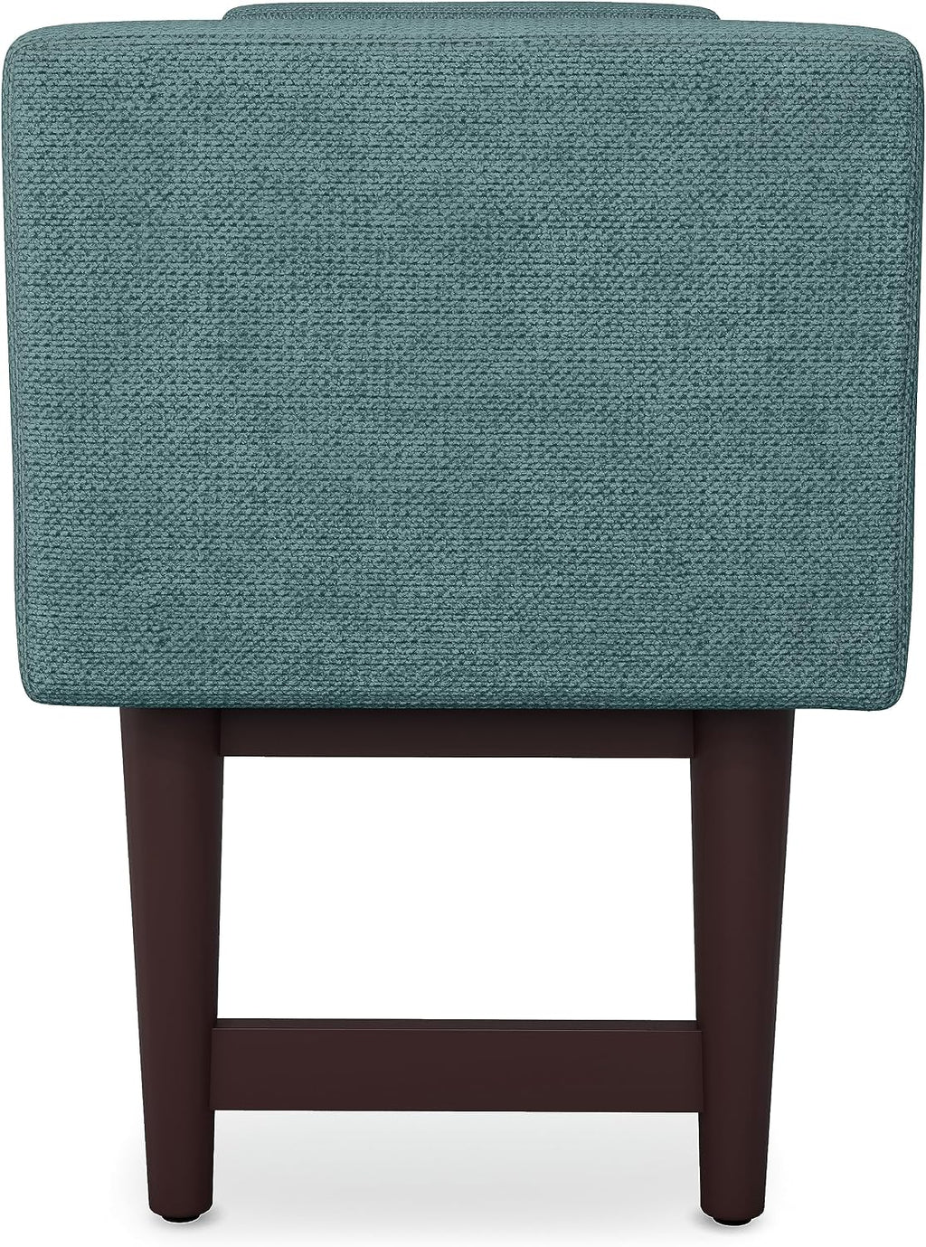 SIMPLIHOME Scott Ottoman Bench - 46 inch Wide Upholstered Linen Fabric Rectangle Ottoman in Smoky Teal, Contemporary Bench for Bedroom, Entryway or Living Room with Raised Sides and Cushioned Seat