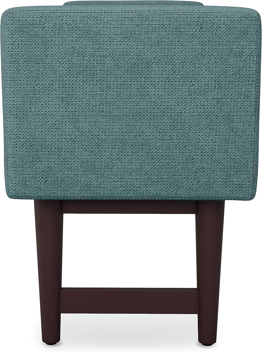SIMPLIHOME Scott Ottoman Bench - 46 inch Wide Upholstered Linen Fabric Rectangle Ottoman in Smoky Teal, Contemporary Bench for Bedroom, Entryway or Living Room with Raised Sides and Cushioned Seat