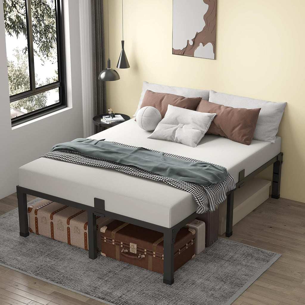 MAF 14 Inch Metal Platform King Bed Frame, Heavy Duty Black Bed Frame with Steel Slats Support, No Box Spring Needed, Noise Free, Easy Assembly
