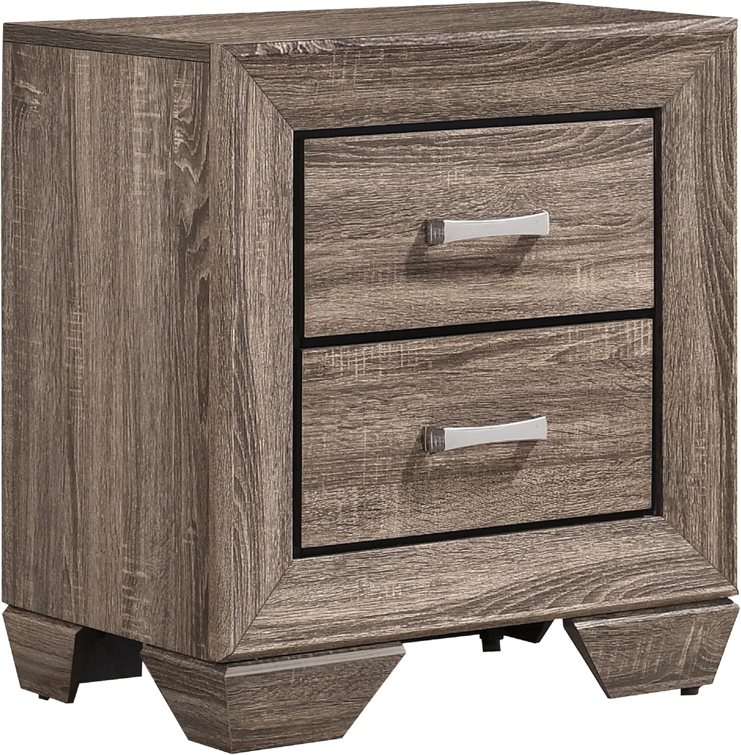 Benzara Bello 4pc King Bedroom Set- Transitional Washed Taupe Brown n Black