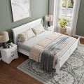 Furniture of America Arabella Traditional Solid Wood 3 Piece Bedroom Set, King Bed Frame and Nightstands Set of 2, Chic Sleigh Design Bedframe with Headboard and Footboard, Box Spring Needed, White