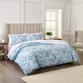 Waverly Hayden 3-Piece Microfiber Percale Comforter Set – Queen Blue/Green