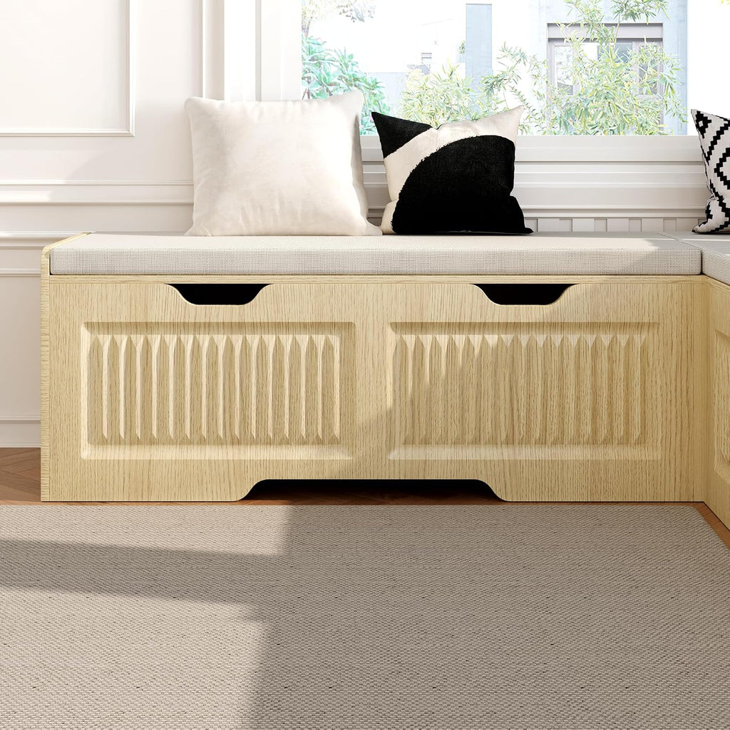 L-Shaped Storage Bench, Corner Bench with Storage,Kitchen Breakfast Nook Bench, with Large Hidden Storage Space,Suitable for Dining Nook,Kitchen Corner and Entryway(Wood color-02)