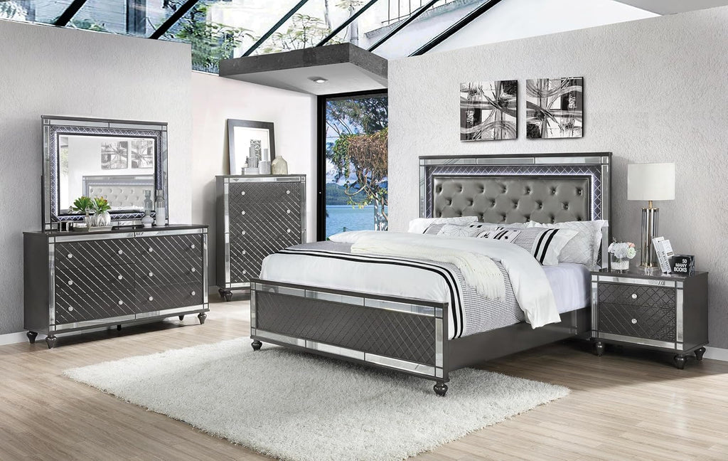 MASARA Refino 4-Piece Bedroom Set King Bed+(2) Nightstands