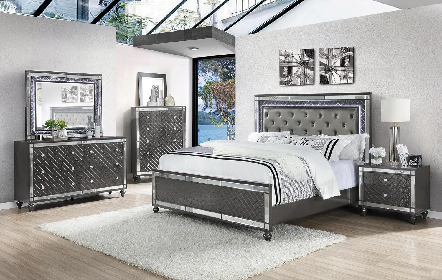 MASARA Refino 4-Piece Bedroom Set King Bed+(2) Nightstands