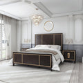 Furniture of America Samuel Modern Solid Wood 3-Piece Bedroom Collection Bed Frame and 2-Drawer Nightstands Set of 2, Box Spring Required, Espresso, Queen