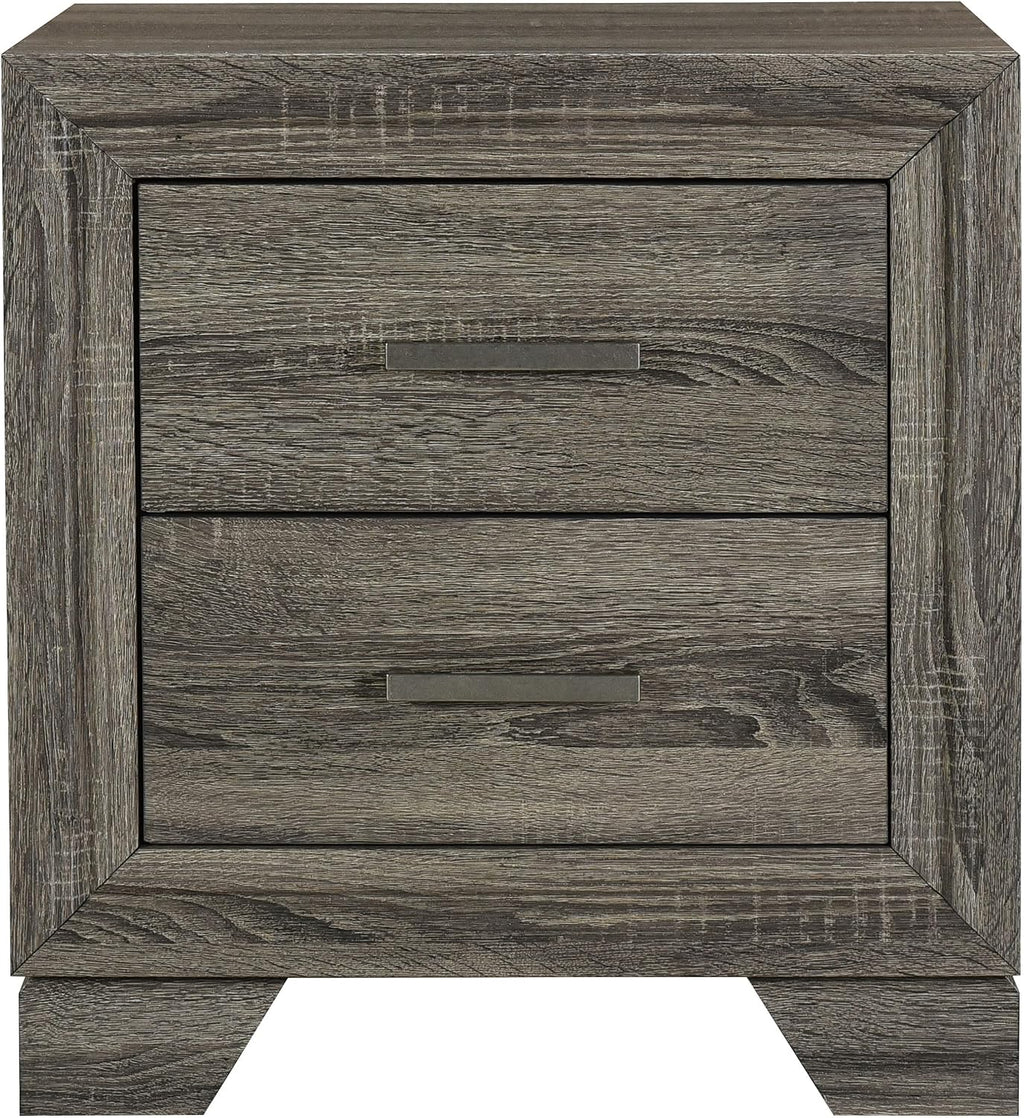 Coaster Home Furnishings Wright Transitional 4-Piece Bedroom Set Fabric Upholstered Eastern King Size Panel Bed Frame 52-inch Headboard Brown Oak 223341KE-S4