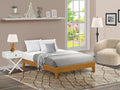 East West Furniture NVP-23-F Full Platform Bed Frame with 4 Solid Wood Legs and 2 Extra Center Legs - Oak Finish
