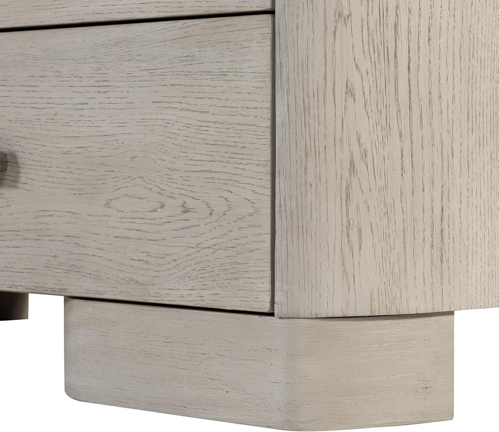 Furniture of America Nainsted Modern Wood 3-Piece Bedroom Set with Padded Headboard, USB Chargers on Nightstand, Metal Slide Glides, Rounded Edges, Box Spring Needed, King, White Oak