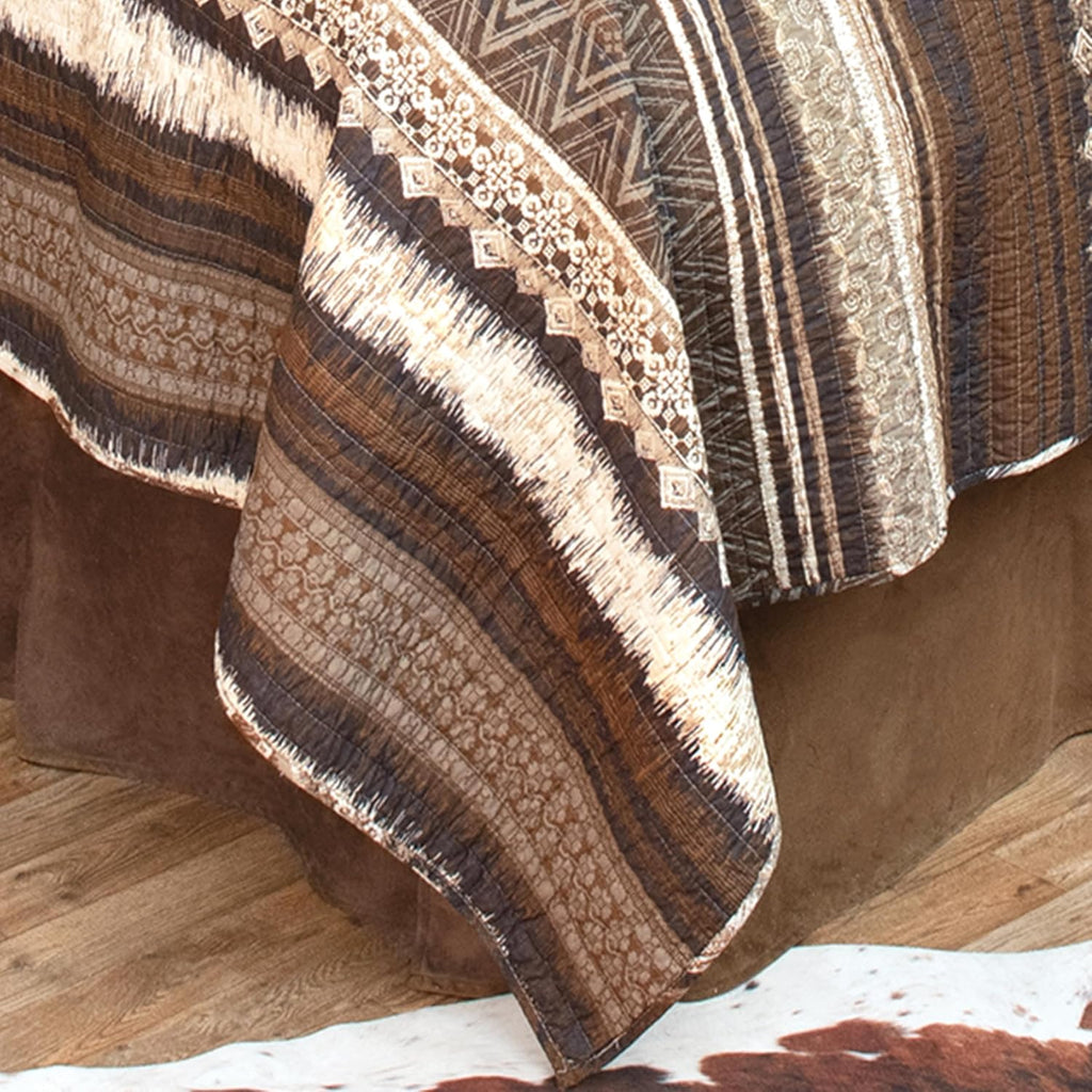 BLACK FOREST DECOR Southwest Mocha King Quilt Set - 100% Cotton, Lightweight, Machine Washable, Western Quilt with Southwest Patterns, Includes Quilt & Shams, 105' W x 95' L