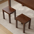 100% Solid Wood Stool, Walnut Oak Wood Ottoman Footrest Stool Vanity Chair Bench Seat for Entryway Dining Bedroom Makeup (Walnut no Cushion, 2)