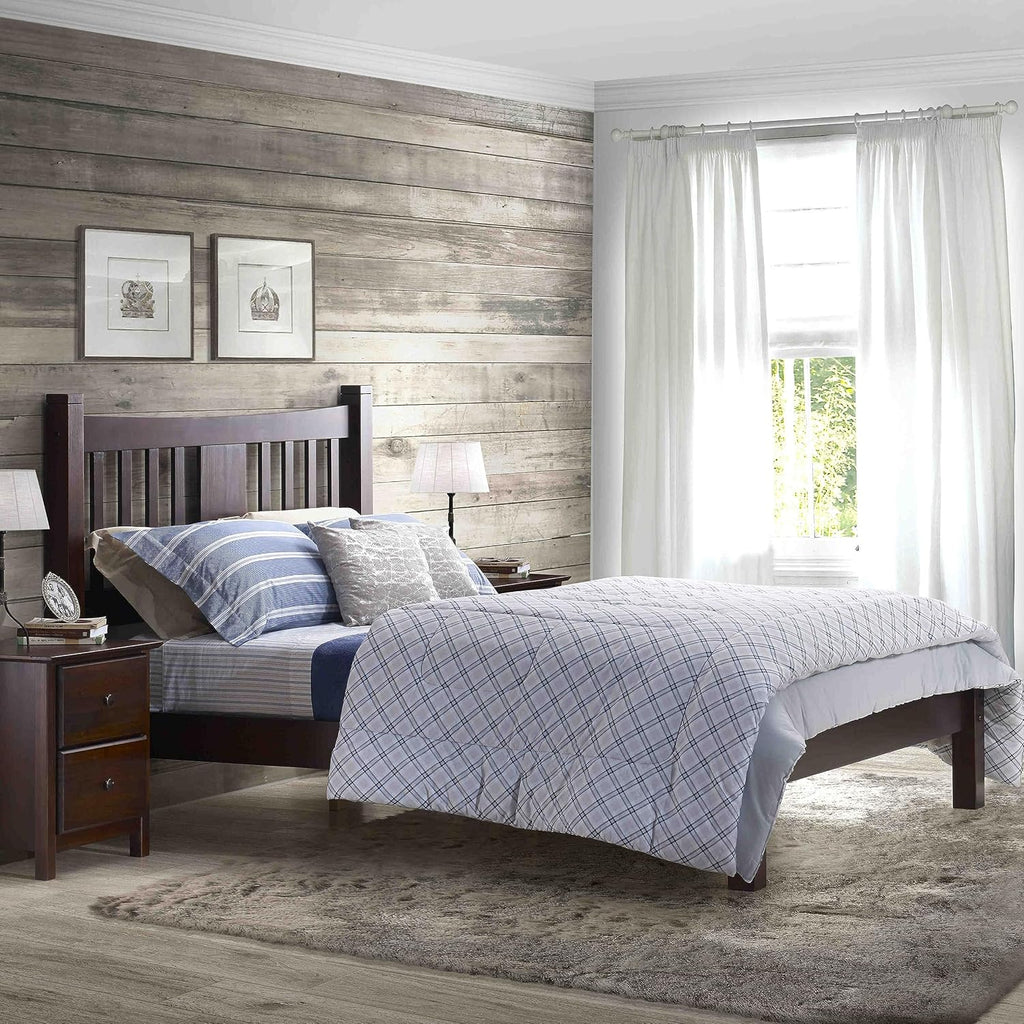 Grain Wood Furniture Shaker Solid Wood Slat Platform Bed, King Size, Cherry