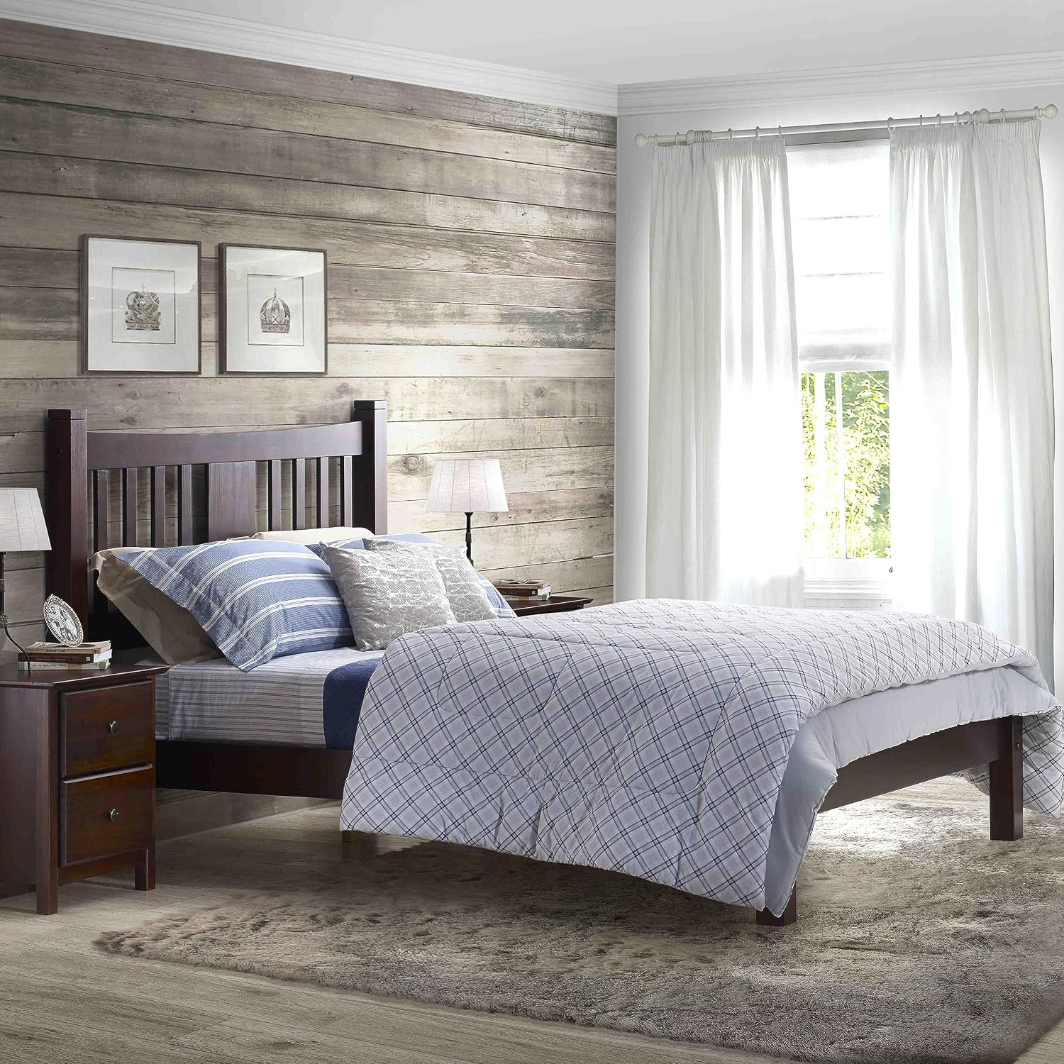 Grain Wood Furniture Shaker Solid Wood Slat Platform Bed, King Size, Cherry