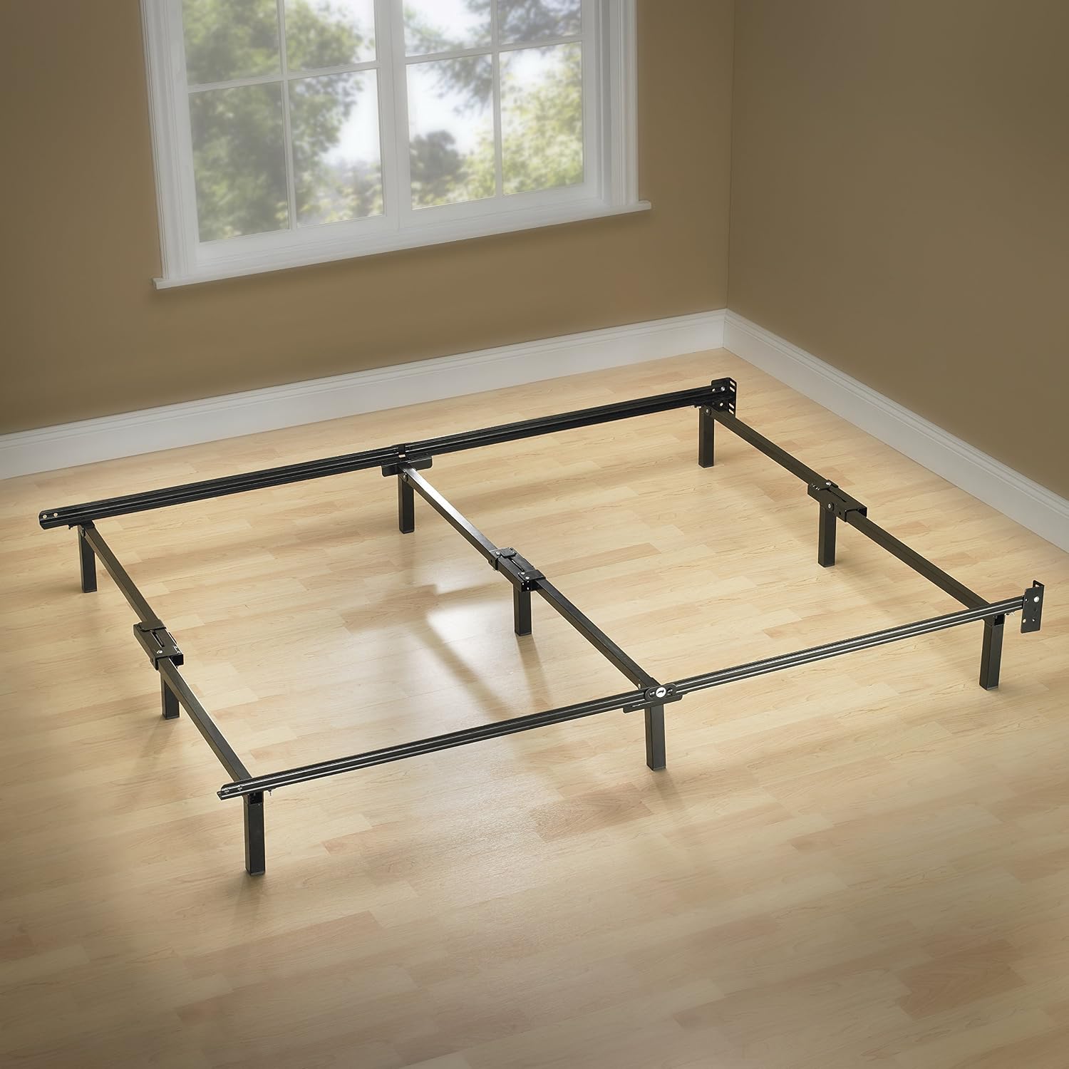 Zinus Deepak Easy Assembly Wood Slat 1.6 Inch Bunkie Board / Bed Slat Replacement, King & ZINUS Compack Metal Bed Frame / 7 Inch Support Bed Frame for Box Spring and Mattress Set, Black, King