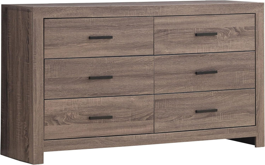 Coaster Home Furnishings Brantford Farmhouse 4-Piece Bedroom Set Eastern King Size Storage Panel Bed Frame 49-inch Headboard Barrel Oak 207040KE-S4