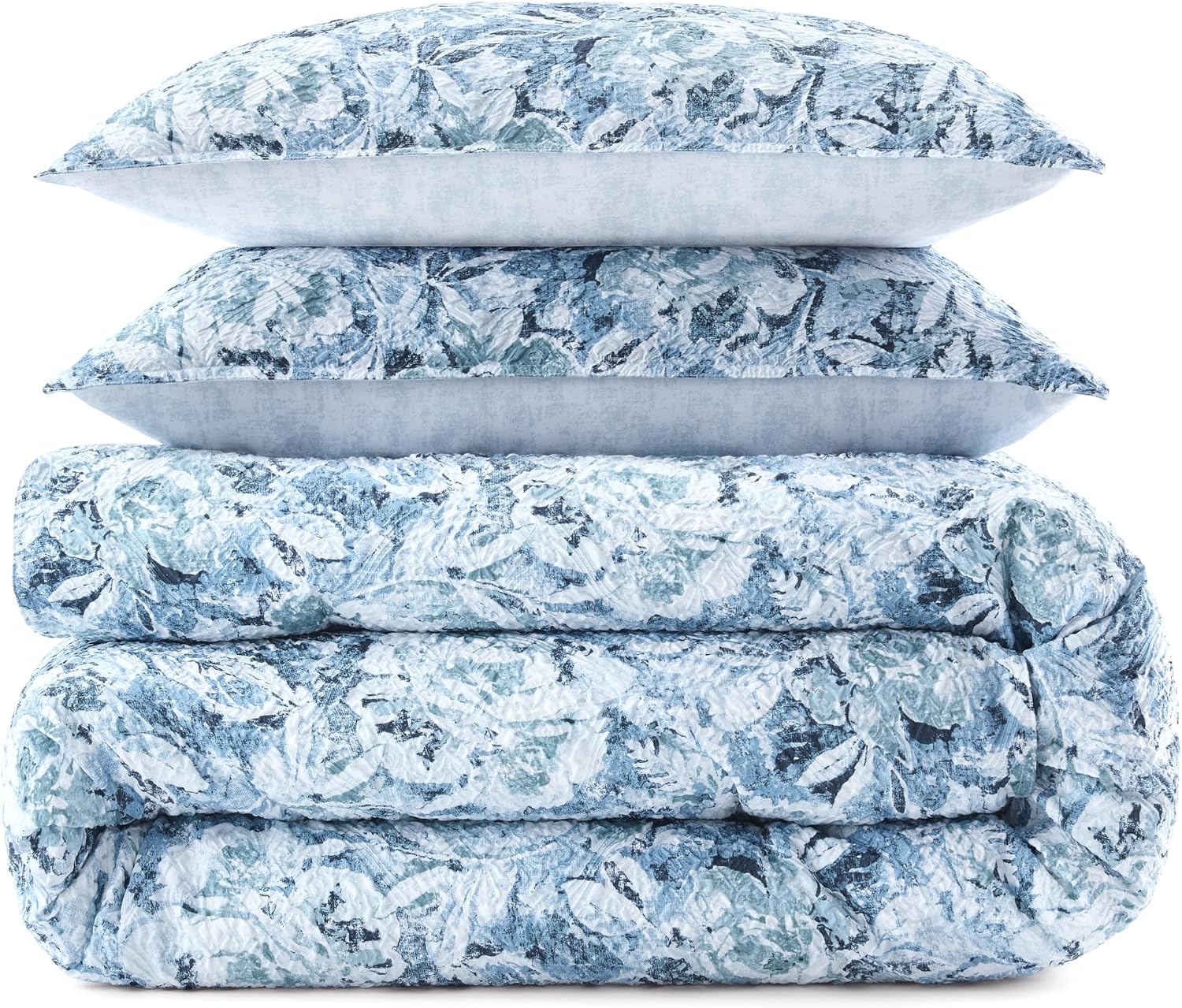 Waverly Hayden 3-Piece Microfiber Percale Comforter Set – Queen Blue/Green