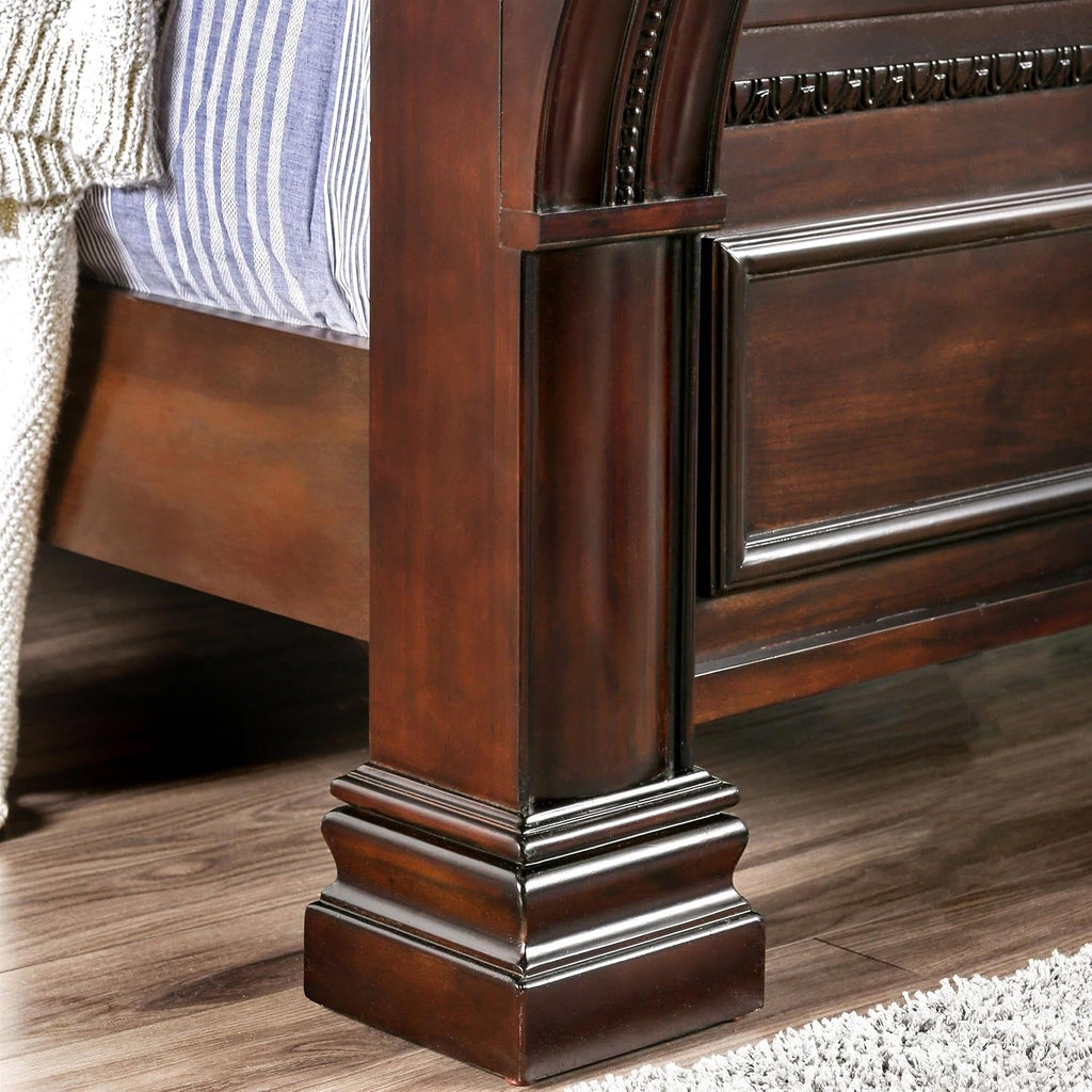Furniture of America FOA Oulette 2-Piece Cherry Solid Wood Bedroom Set - Cal King + Nightstand