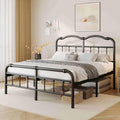 ZIYOO Vinatge California King Size Metal Bed Frame with Metal Headboard and Footboard Cal-King Bed Frame 14 Inch High Under Bed Storage, No Box Spring Needed, Noise Free