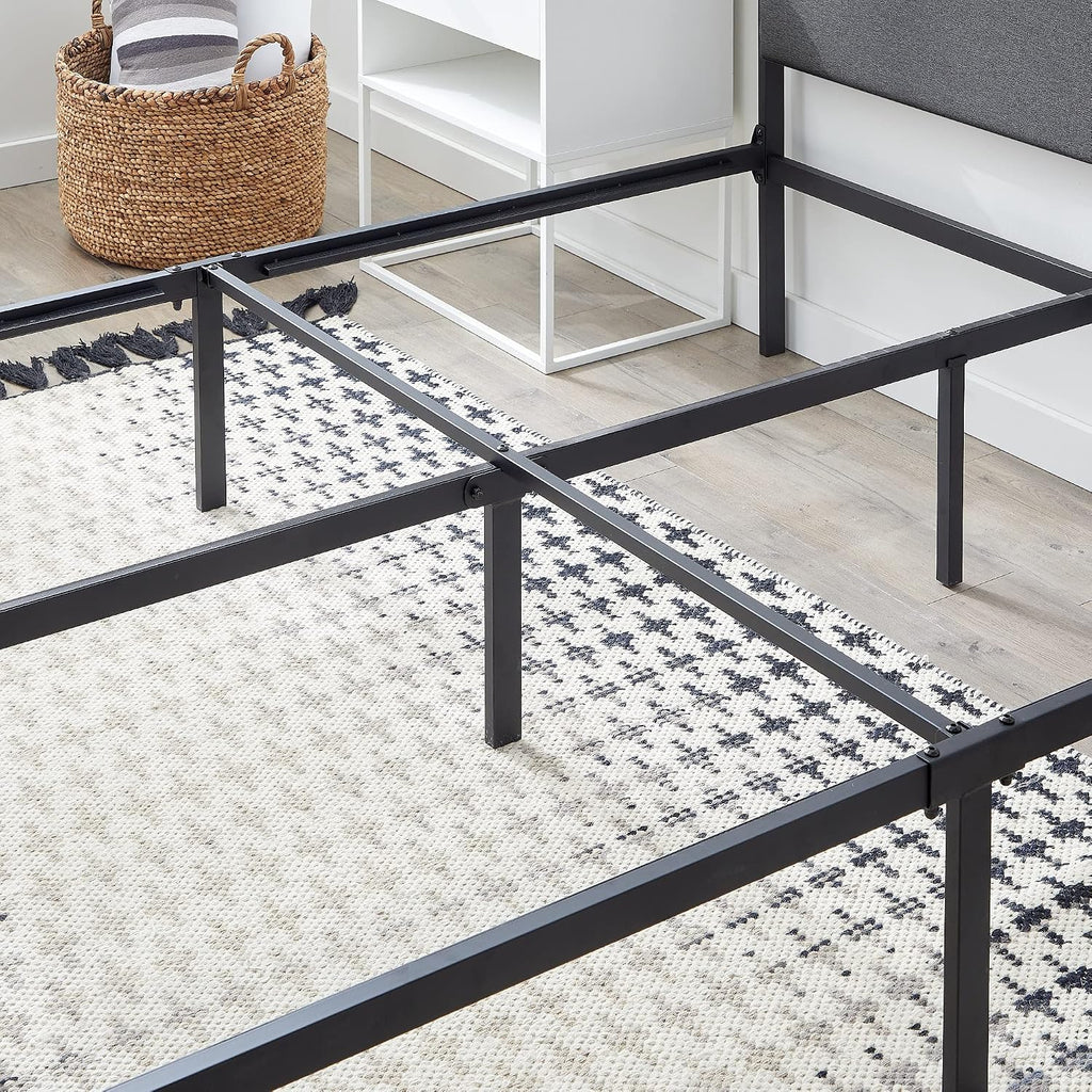 Edenbrook Hudson Twin Platform Bed Frame with Headboard-Underbed Storage-Twin Bed Frame No Box Spring Needed-Metal/Upholstery