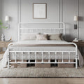 Yaheetech Classic Metal Platform Bed Frame Mattress Foundation with Victorian Style Iron-Art Headboard/Footboard/Under Bed Storage/No Box Spring Needed/King Size White