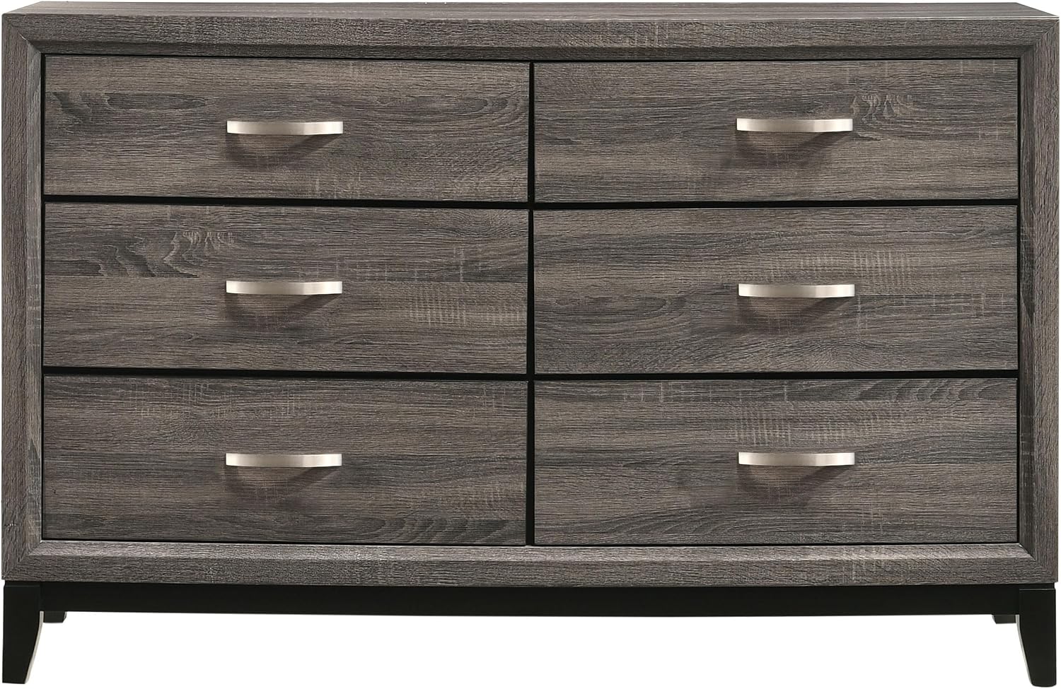 Simple Relax 4 Piece Wooden Eastern King Bedroom Set in Grey Oak and Black