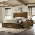 Furniture of America Extan Modern Solid Wood 3-Piece Bedroom Set with Beveled Corner, Metal Center Glide, Zinc Iron Bronze Knobs, Box Spring Needed, Full, Walnut