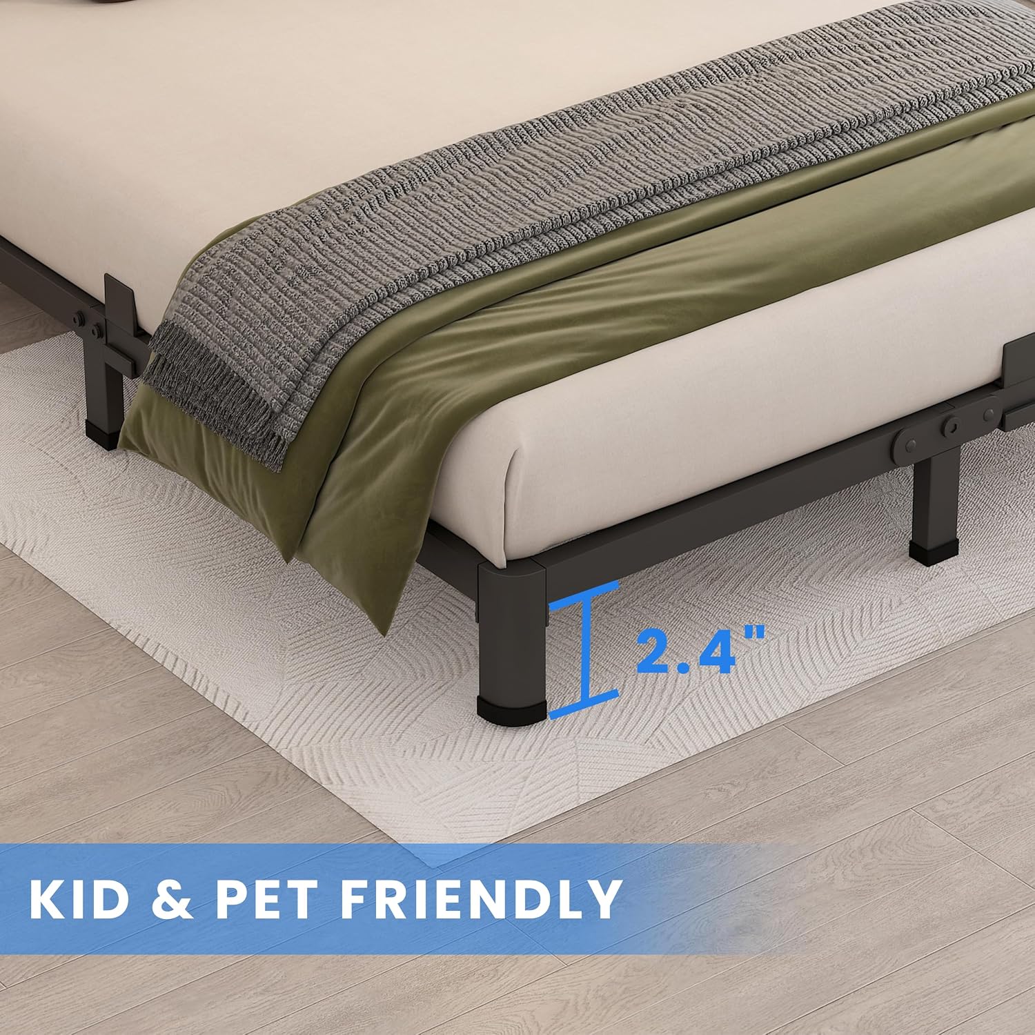 MAF 4 Inch Full Size Metal Platform Bed Frame with Round Corner Legs, 3000 LBS Heavy Duty Steel Slats Support, Noise Free, No Box Spring Needed, Easy Assembly