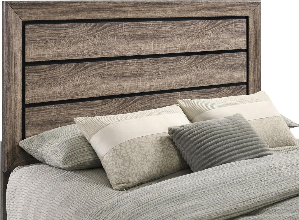 Coaster Home Furnishings Kauffman Transitional Wood Queen Size Storage Panel Bed Frame Platform Bed 54-inch Headboard Washed Taupe 204190Q