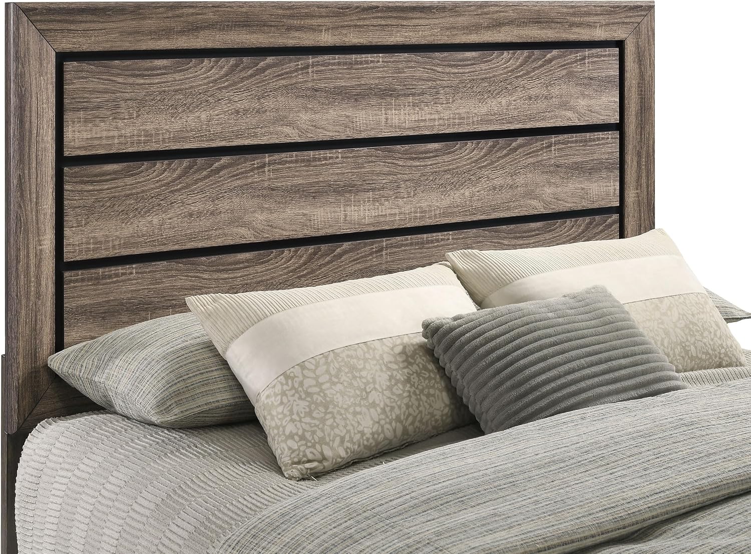 Coaster Home Furnishings Kauffman Transitional Wood Queen Size Storage Panel Bed Frame Platform Bed 54-inch Headboard Washed Taupe 204190Q