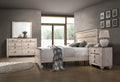 Contemporary White Wash Finish 4-Piece Bedroom Set-King Bed, Dresser, Mirror and Nightstand