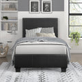 Lexicon Twin Bed Frames with Headboard, Platform Bed, Modern Bed Frame, Faux Leather Upholstered Bed Frame Twin, No Box Spring Required, Easy Assembly, Twin, Black