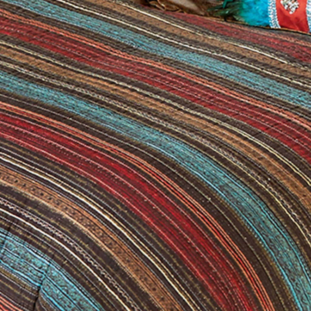 BLACK FOREST DECOR Santa Fe Stripes Quilt Bed Set - Queen, Western Style, Lightweight Reversible Bedding, Machine Washable