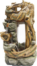 Alpine Corporation TZL404 71' Cascading Tree Trunk Fountain with LED Lights, Outdoor Waterfall Water Feature for Garden, Patio, Lawn & Backyard Decor, Relaxing Water Feature with Rustic Design