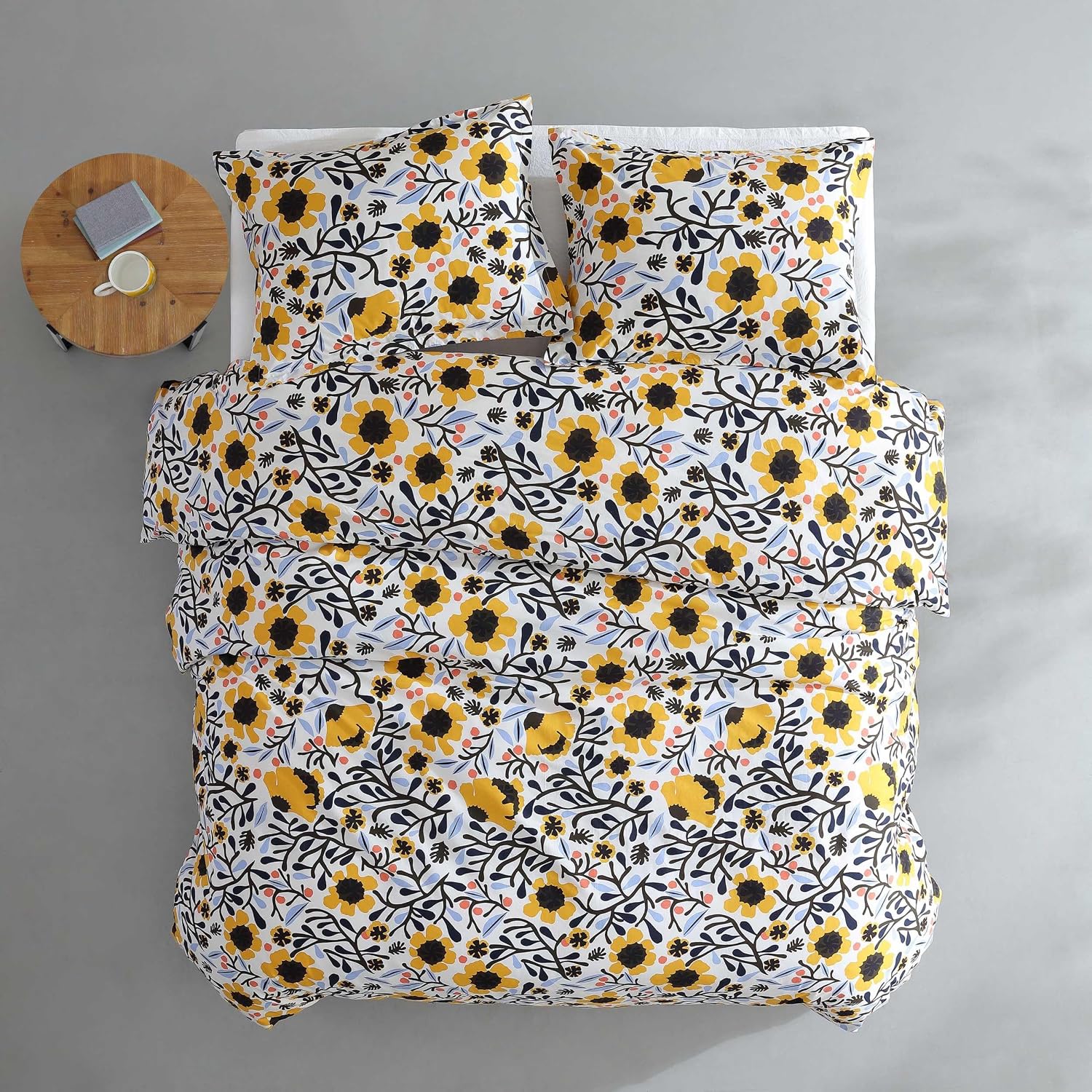 Marimekko - Full/Queen Comforter Set, Cotton Percale Reversible Bedding with Matching Shams, Floral Home Decor (Mykero Multicolor, Full/Queen)