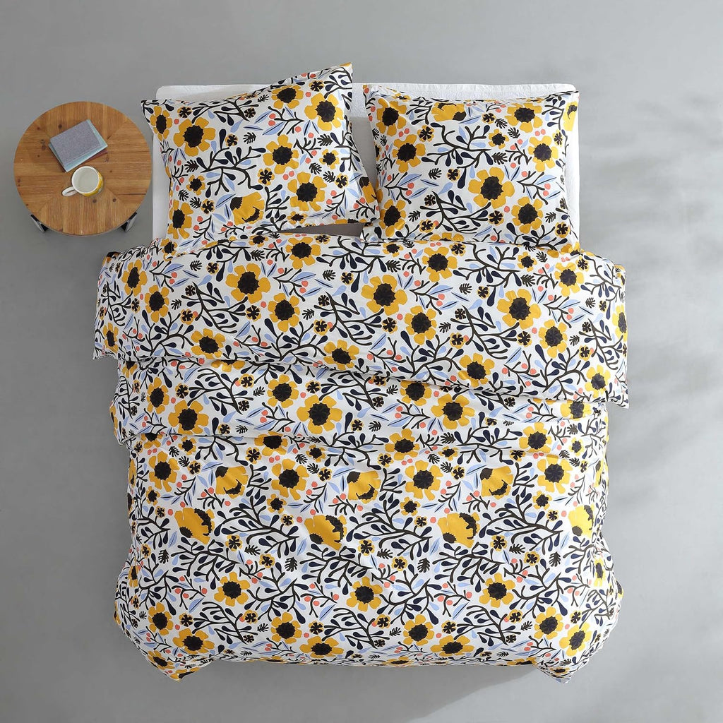 Marimekko - Full/Queen Comforter Set, Cotton Percale Reversible Bedding with Matching Shams, Floral Home Decor (Mykero Multicolor, Full/Queen)