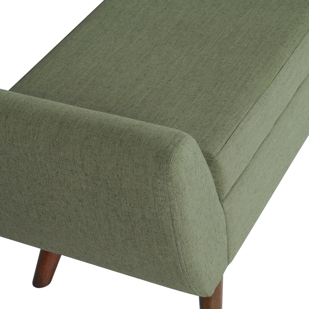 HomePop Modern Storage Bench with Wood Legs |Homepop Home Décor|Bench with Storage for Living Room & Bedroom - Olive Green Woven
