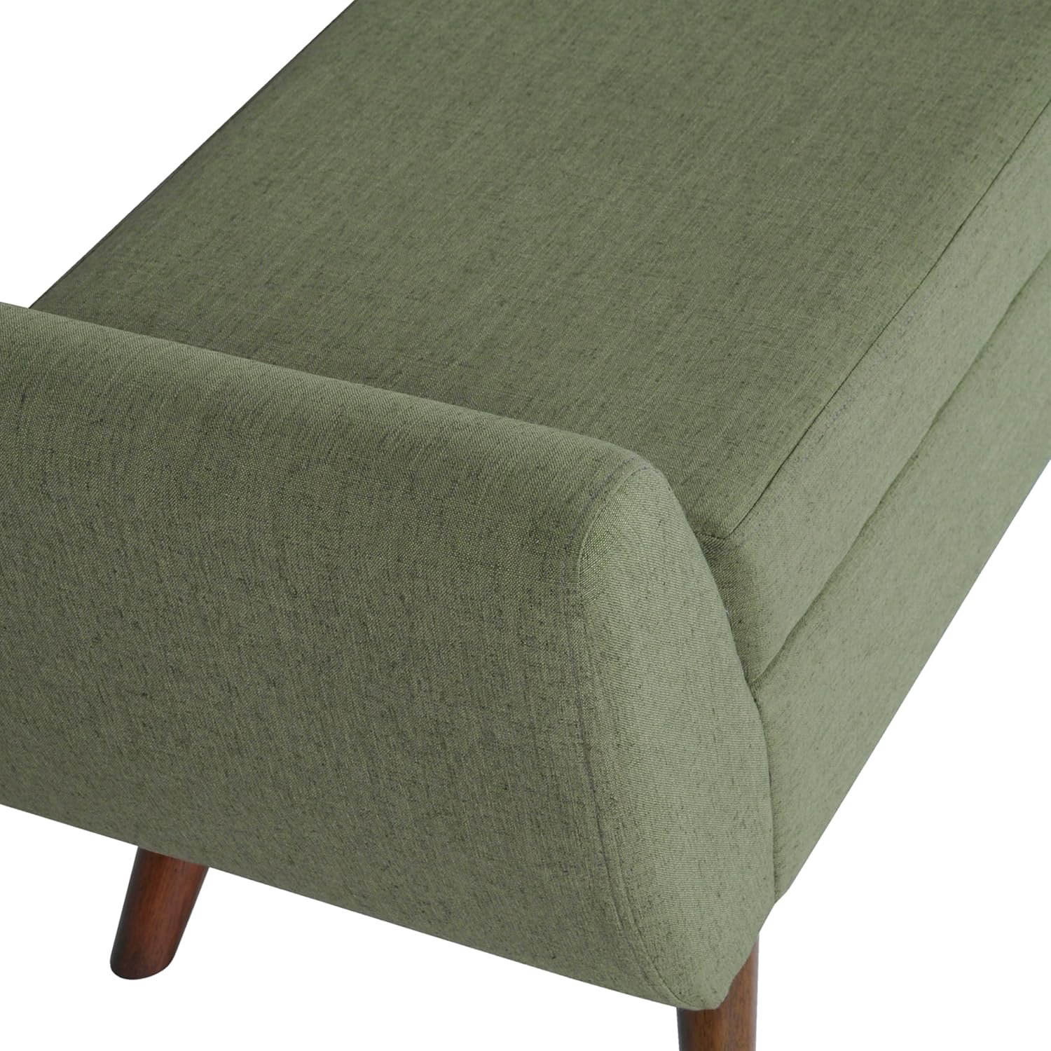 HomePop Modern Storage Bench with Wood Legs |Homepop Home Décor|Bench with Storage for Living Room & Bedroom - Olive Green Woven
