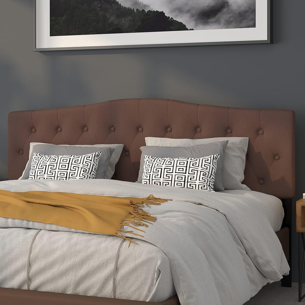 Flash Furniture Cambridge Button Tufted and Diamond Stitched Upholstered King Size Headboard in Camel Fabric