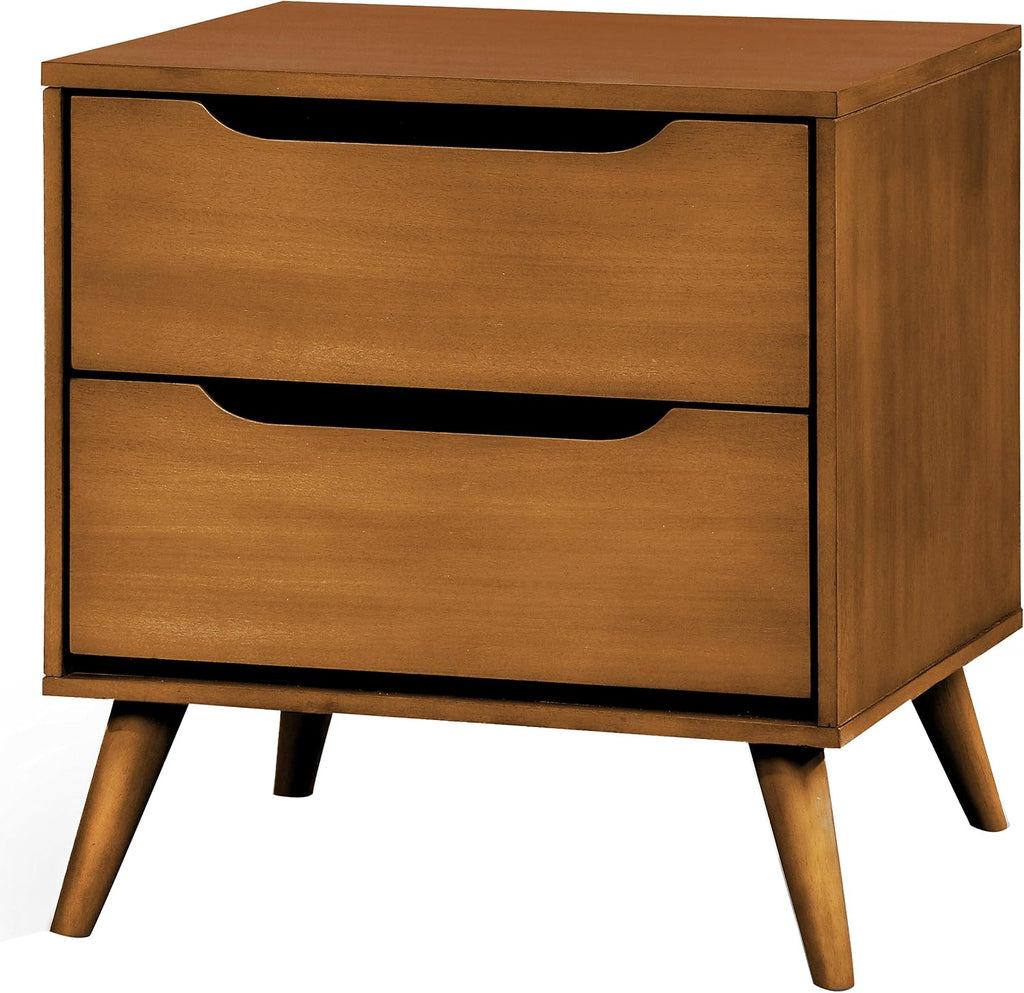HOMES: Inside + Out Debonaze Mid-Century Modern Queen 4-Piece Bedroom Set, Oak