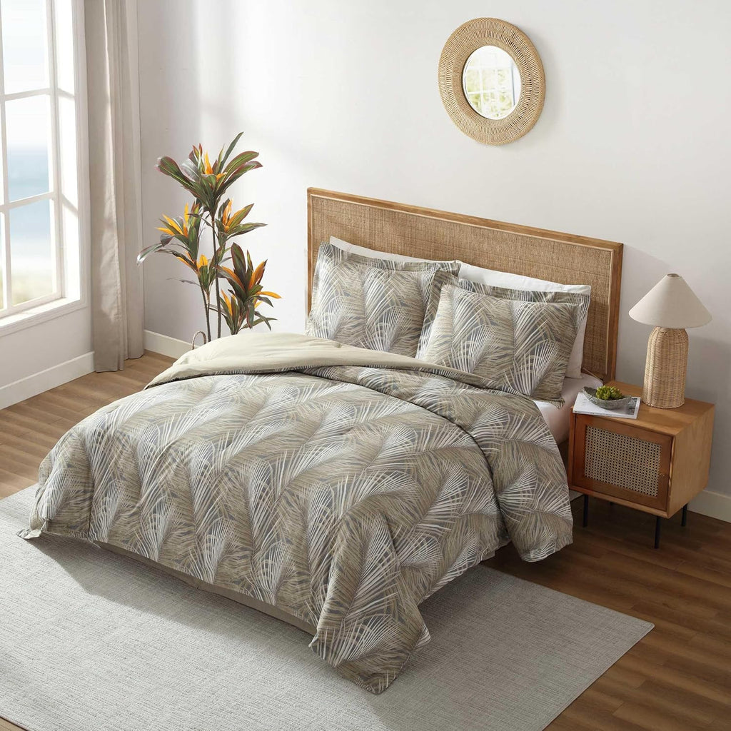 Tommy Bahama - California King Comforter Set, Cotton Bedding with Matching Shams & Bedskirt, Medium Weight Bedding Set for All Seasons (Raffia Palms Brown, California King)