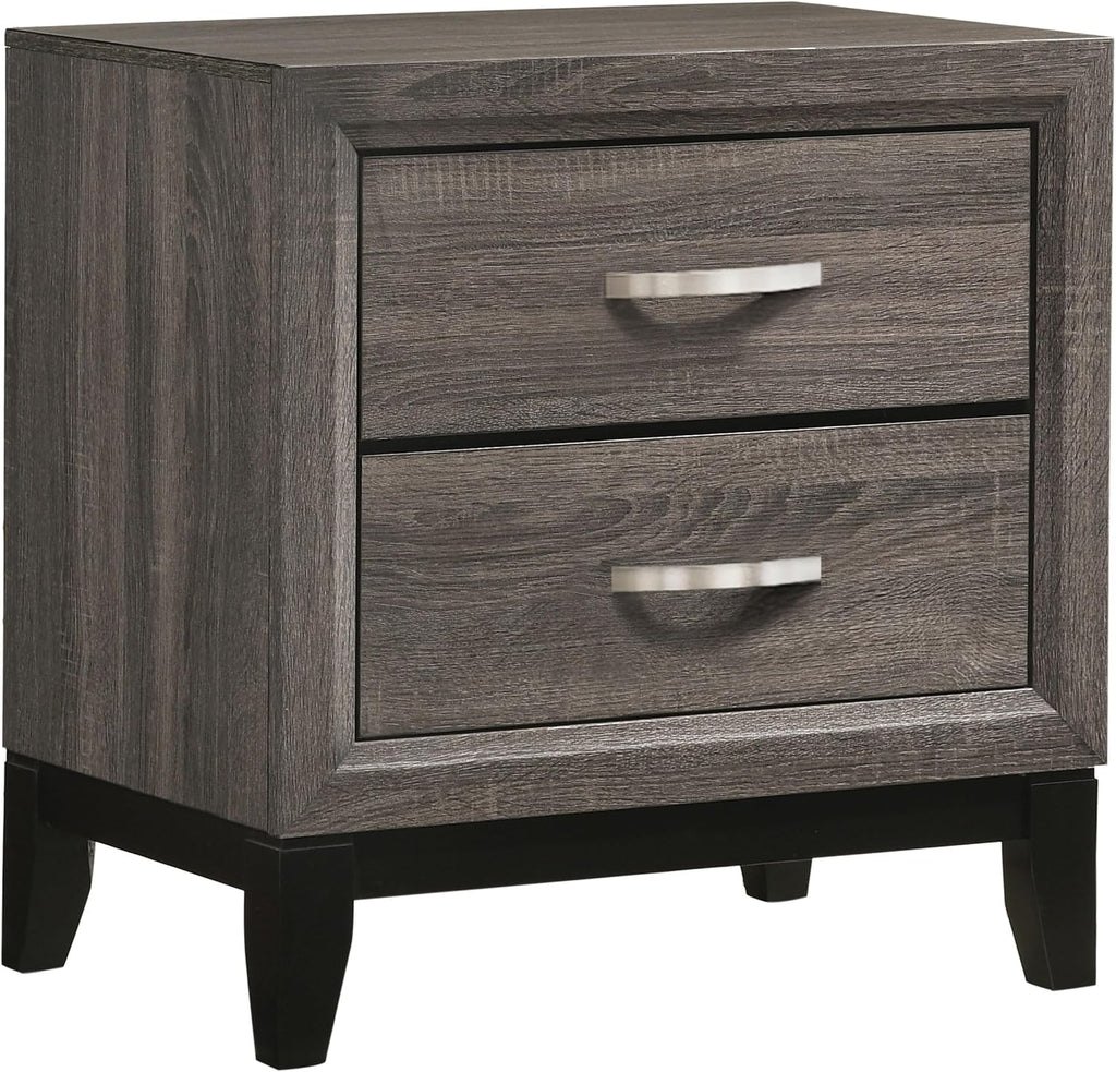 Grey Oak and Black 4-piece Eastern King Panel Bedroom Set