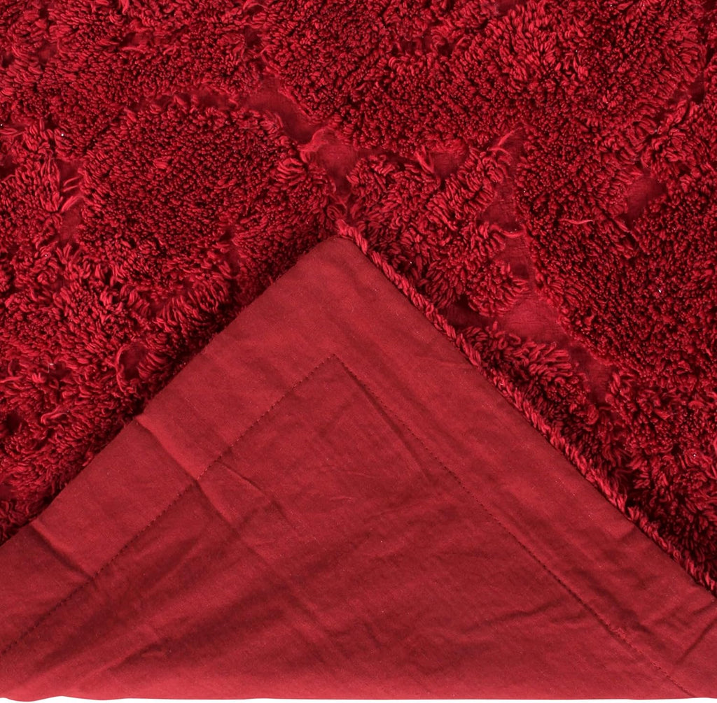 Better Trends Chenille Bedspreads Twin Size, Burgundy 100% Cotton Chenille Medallion Design Tufted Bedding Coverlet Soft Lightweight, 96'x110' with 1 PC Sham 2 Pieces Set Ashton Collection